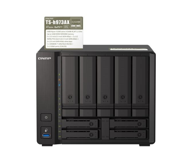 Qnap 5+4 Bay Nas (No Disk),Ryzen QC 2.2GHz, 32GB, 2.5GbE(2),10GbE (1), 3YR WTY