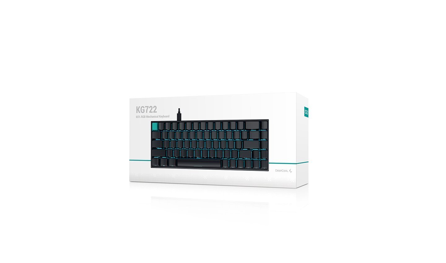 Deepcool KG722 65% Mechanical Keyboard, Ultra Portable, Red Switches, Per Key RGB, Laser Engraved Keycaps