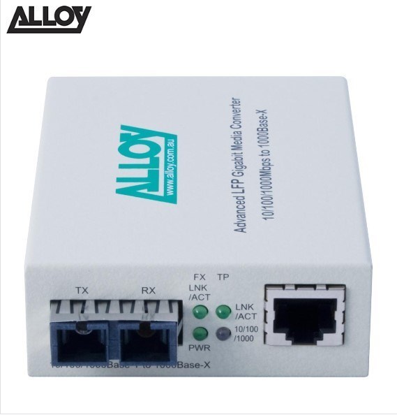 Alloy Gigabit Standalone/Rackmount Media Converter 1000Base-T (RJ-45) To 1000Base-LX (SC), 10Km