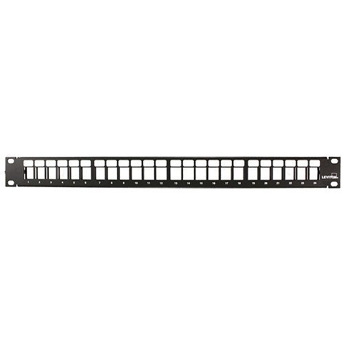 Leviton | 1Ru 24-Port Flat Quickport Patch Panel *Cable Management Bar Included* | Black