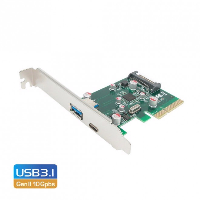 Simplecom Ec312 Pci-E 2.0 X4 To 2 Port Usb 3.1 Gen Ii 10Gpbs Type-C And Type-A Card