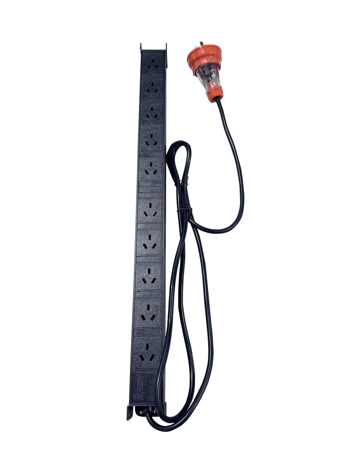 4Cabling 4C | 10-Way Vertical Power Rail 1U Au With 15A Ip56 Captive Plug | Aluminium Shell | 2M Power Cord