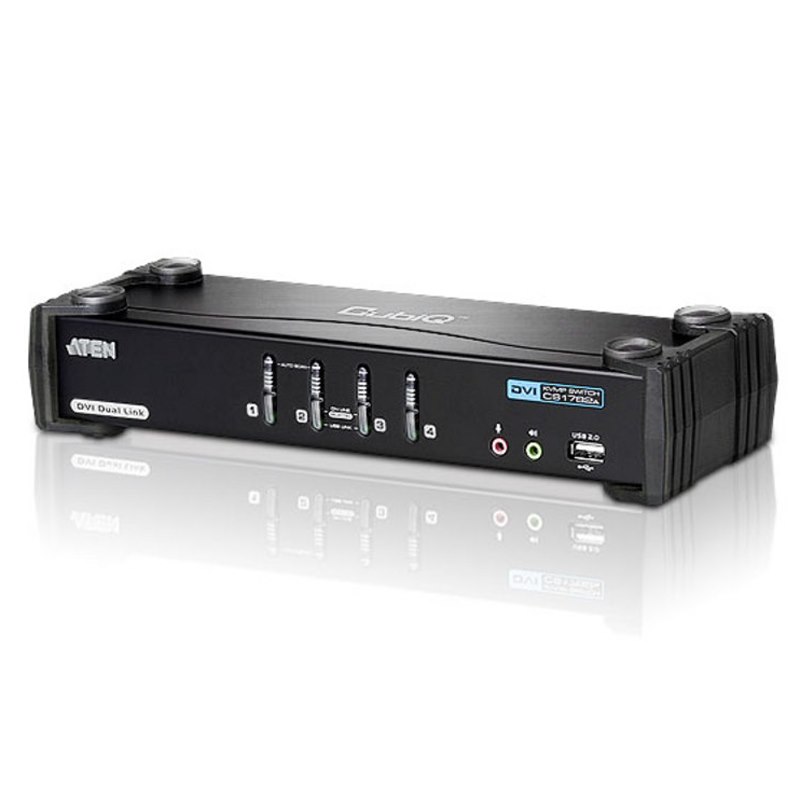 Aten (Cs-1784A) Aten 4 Port Usb Dvi Dual Link KVMP Switch. Support HDCP, Video DynaSync, Dual Link, 2.1 Audio, Mouse Emulation, Keyboard Emulation