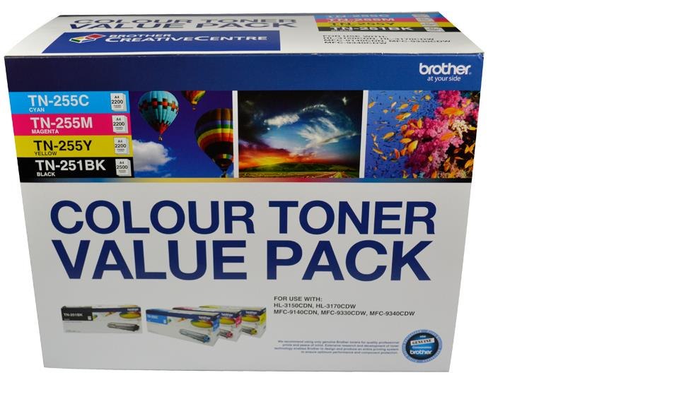 Brother TN251/TN255 Toner Kit Black, Cyan, Magenta, Yellow