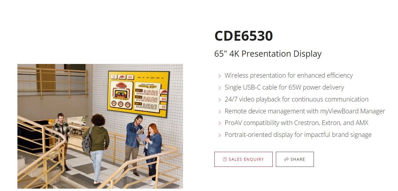 Viewsonic 65" Display, 3840 X 2160 Resolution, 450 CD/M2 Brightness, 24/7