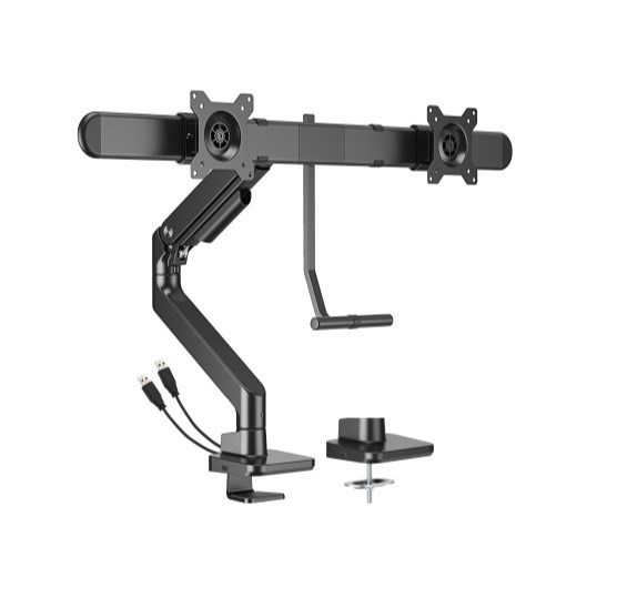Brateck Ldt81-C022uc-B Noteworthy Gas Spring Dual Monitor Arm With Usb-A/Usb-C Ports Fit Most 17'-32' Monitor Fine Texture Black(New)