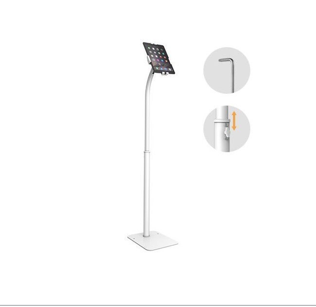 Brateck Bratech Height Adjustable Universal Anti-TheftTable Floor Stand Compatible With7.9'-11' Tablets-White