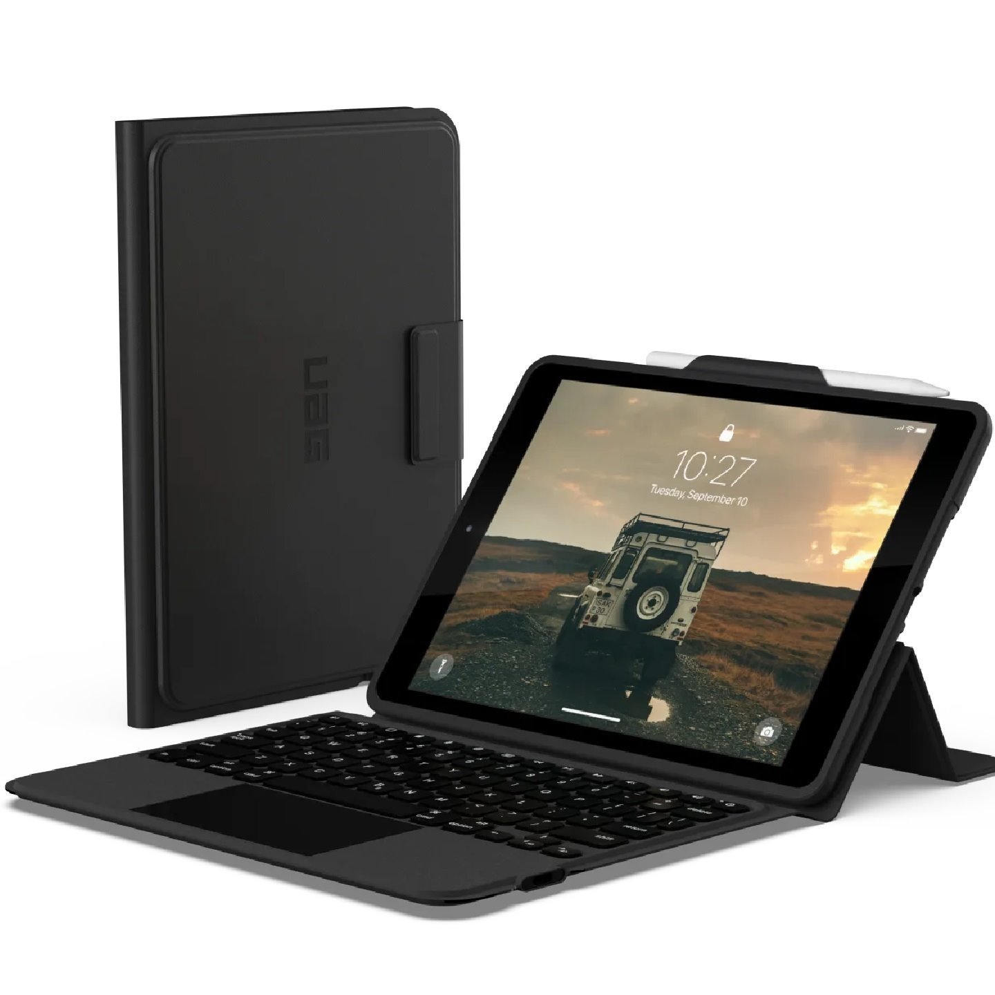 Uag Integrated Apple iPad (10.2') (9TH/8TH/7TH Gen) Bluetooth Keyboard With Trackpad Rugged Case - Black (124413114031), Drop+ Military Standard,1 YR