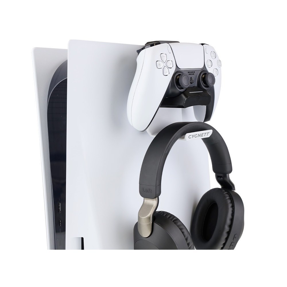 Cygnett Charge & Play PS5 Dual Sense Charging Dock + Headset Hook - Extendable Headphone Hook, Charge In Just 2 hours,Wall Mount Option (Kit) Included