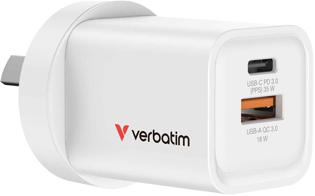 Verbatim 35W GaN Charger With 1X Usb-C And 1X Usb-A