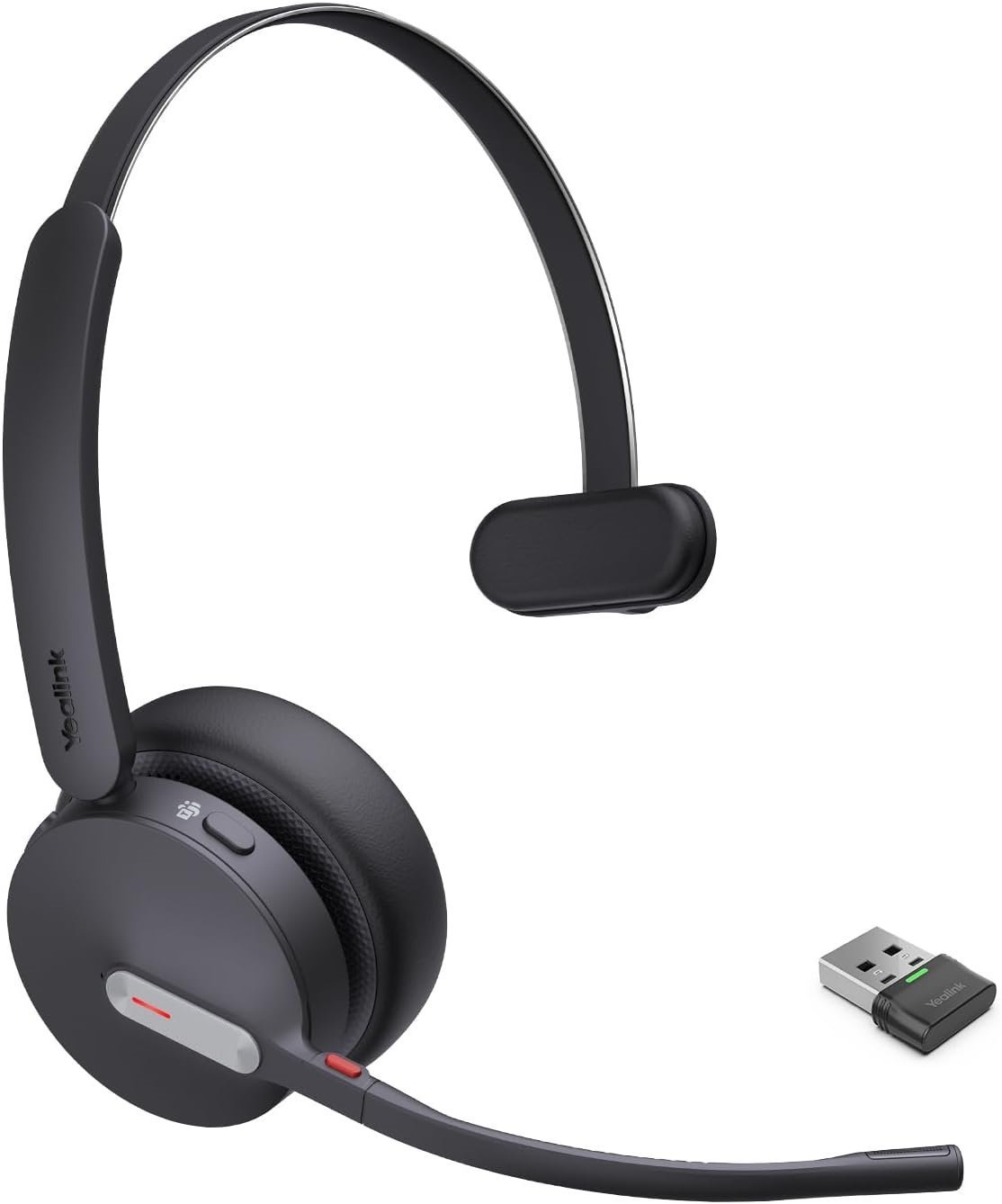 Yealink BH70 Mono Wireless Bluetooth Headset with Microphone for Work, up to 35h Talking Battery Life, 3-Mic Noise Cancellation, 91g Lightweight Microsoft Teams Certified Work Headsets for PC, USB-A