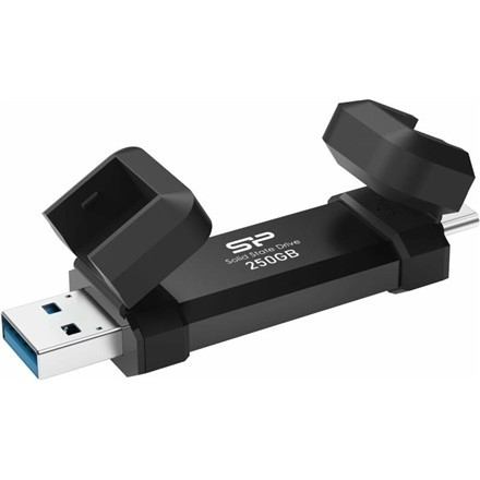Silicon Power Portable External SSD | DS72 | 250 GB | Usb Type-A And Usb Type-C 3.2 Gen 2 | Black