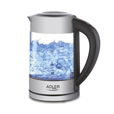 Adler | Kettle | Ad 1247 | With Electronic Control | 1850 W | 1.7 L | Stainless steel/Glass | 360° Rotational Base | Sta