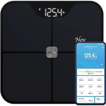 iHealth | Wireless Body Composition Scale | Nexus Pro | Maximum Weight (Capacity) 181 KG | Body Mass Index (Bmi) Measuri
