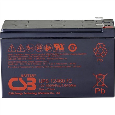 CSB Battery Battery 12V, 9Ah, Agm | Ups12460f2 | 460 W