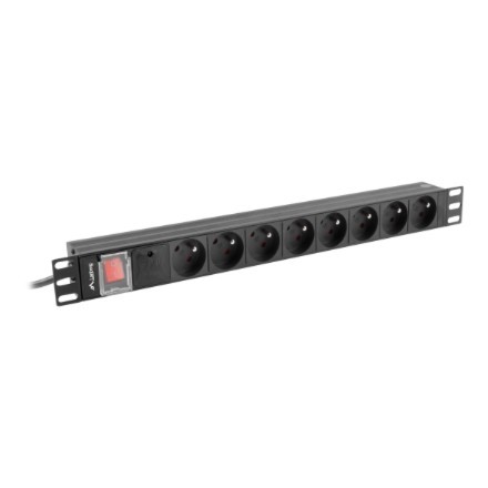 Lanberg Power Distribution Unit (Pdu) 19' 1U 16A 2M 8X French Outlets | Pdu-08E-0200-Bk