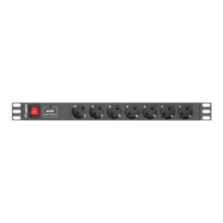 Lanberg Power Distribution Unit (Pdu) 19' 1U 16A 2M 7X Schuko Oulets | Pdu-07F-0200-Bk