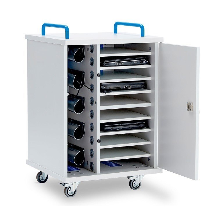 Single Door 10 Laptops or Chromebooks and Tablets up to 15.6" Charging Trolley
