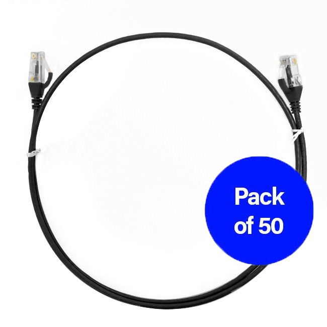 4Cabling 2M Cat6 RJ45-RJ45 Pack Of 50 Ethernet Network Cable. Black