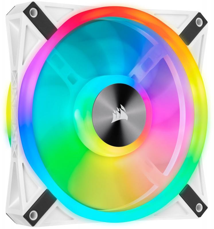 Corsair QL140 RGB White, Icue, 140MM RGB Led PWM Fan 26dBA, 50.2 CFM, Single Pack