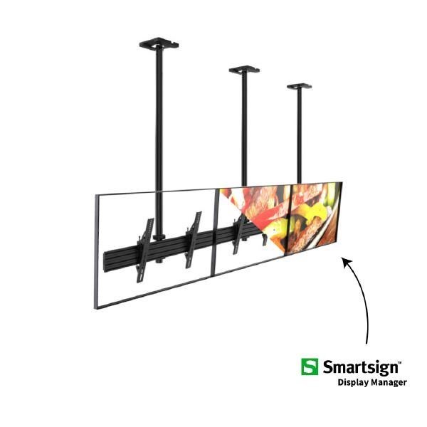 Sharp Complete 3X1 Ceiling Menu Board Solution With Sharp P555 Pro Displays, Atdec Ceiling Mounting Hardware, Smartsign CMS