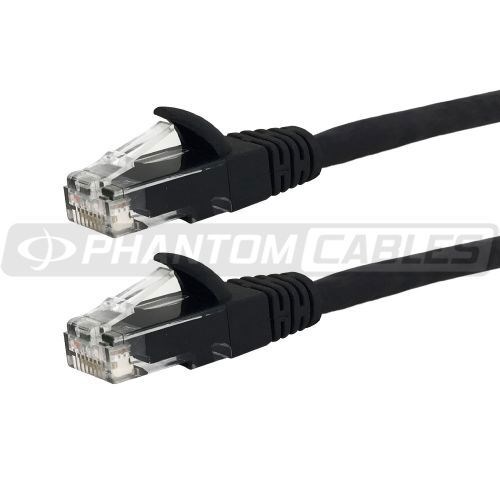 Black - 8 inch RJ45 Cat6 550MHz Molded Patch Cable - Premium Fluke - Patch Cable Certified - CMR Riser Rated