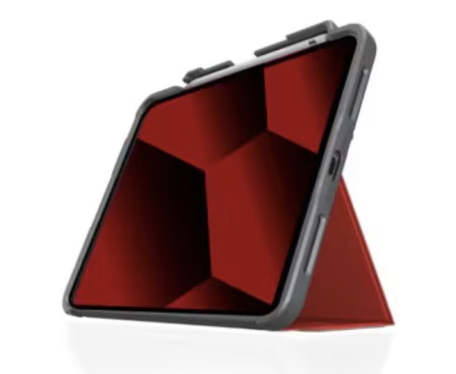 STM Goods Dux Plus Carrying Case for 27.7 cm (10.9") Apple iPad (10th Generation) Tablet, Apple Pencil - Red, Clear