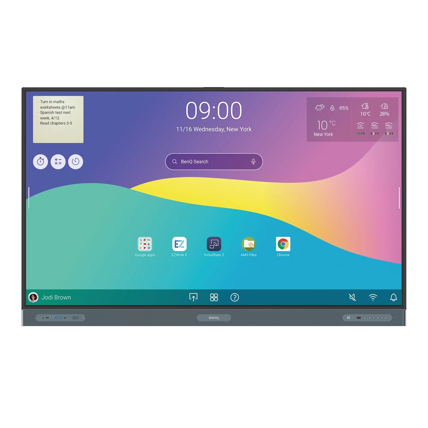 BenQ Professional Series 75" Ifp (Instashare 2, EzyWrite 6, Android 13.0, ClassroomCare Technology, 40-Point Ir Touch, WiFi 6, Wall Mount Inc.)