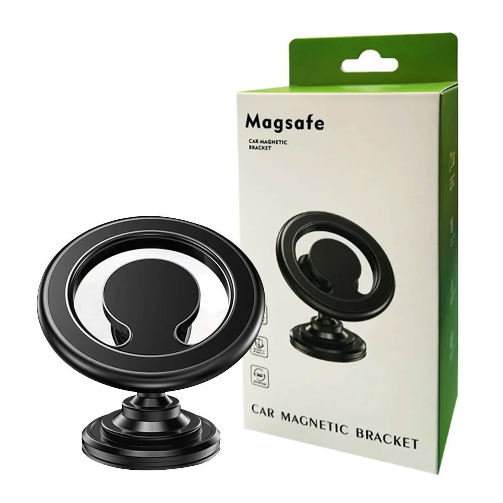 Pisen 2 In 1 Car Air Vent And Dashboard Mount Phone Holder - Black, Magnetic Hook With MagSafe, Easy To Install, Apple, 360 Rotation