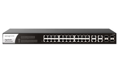 DrayTek P1282 VigorSwitch 24-Port Smart Managed Rackmount Gigabit PoE+ Switch w/ 4 x 1G RJ45/SFP Combo Ports (400W)