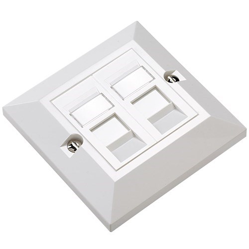 Excel 2-Outlet Single Gang Faceplate, White w/ 2 x Unshielded CAT6 RJ45 Modules