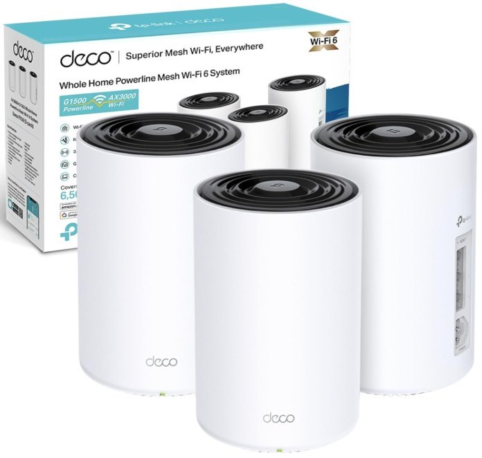 AX3000+G1500 Whole home Powerline Mesh WI-FI 6 System Deco PX50 (3-pack)