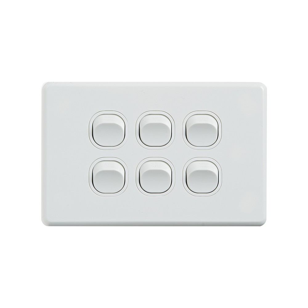 4Cabling 4C | Classic 6 Gang Switch 250V 16Ax - Horizontal