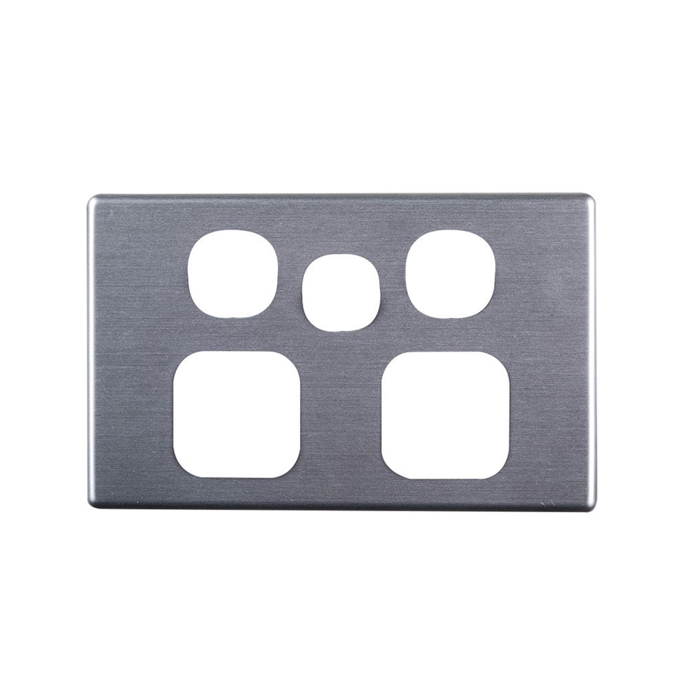 4Cabling 4C | Elegant Double Gpo Extra Switch Aluminium Plate - Silver Matte