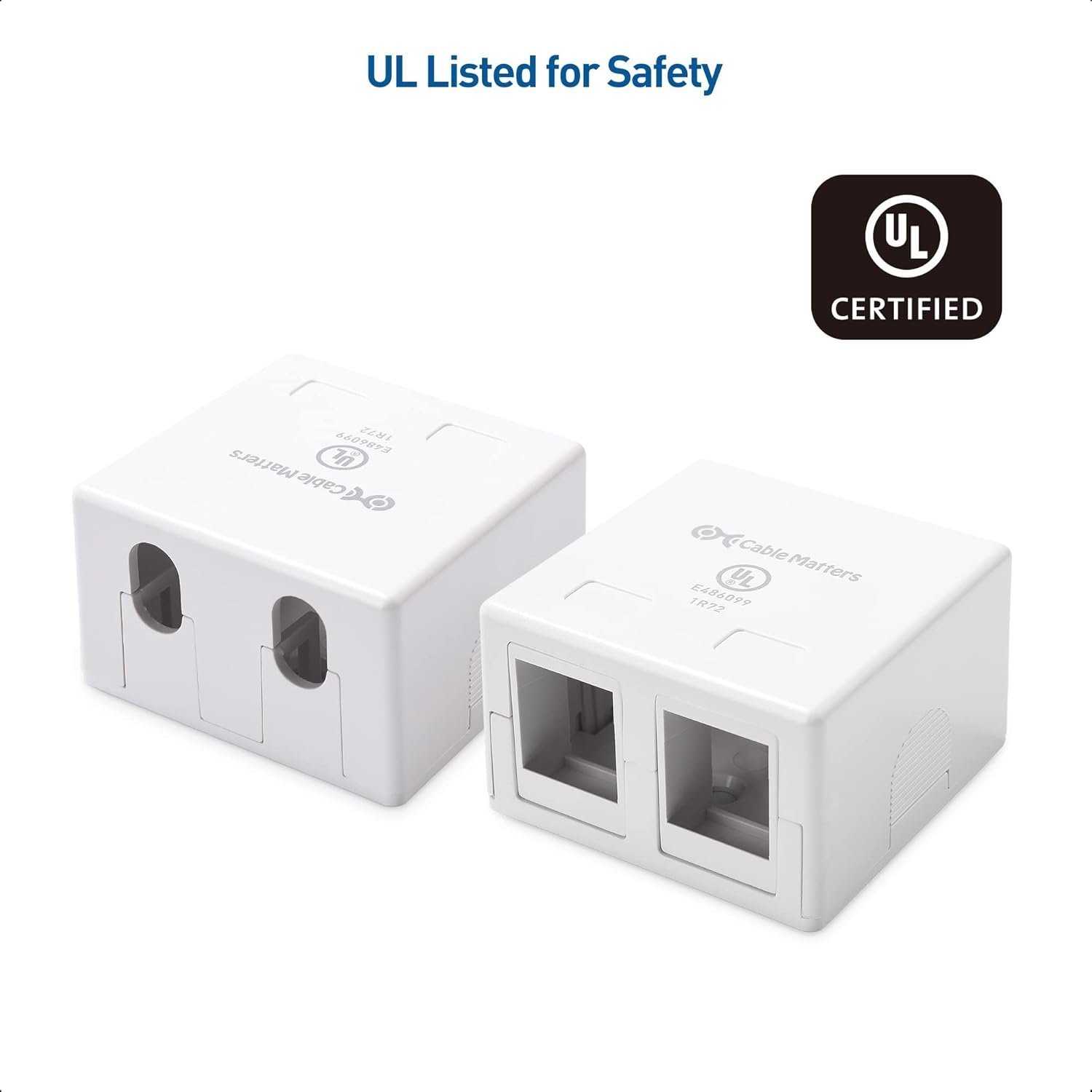 Cable Matters UL Listed 5-Pack 2-Port Keystone Jack Surface Mount Box in White