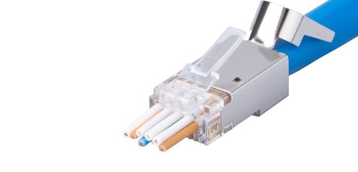 Dynamix Cat6/6A STP External Ground Push Through Plug, 20PC Pack. 2PC Type With Insert (Orange), 3 Prong, 50 U", For Solid & Stranded Cable, Max Conductor Size : 1.35MM.