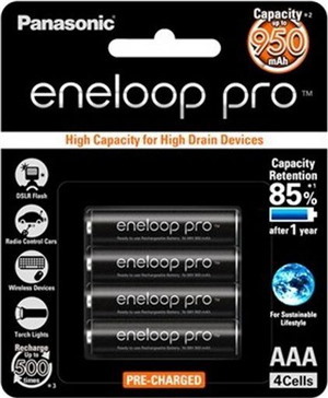 Panasonic Bk-4Hcce/4Bt Eneloop Pro Aaa 4 Pack 950mAh Rechargeable Designed For High Drain Devices