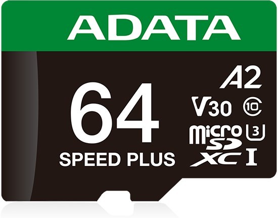Adata Speed Plus microSDXC Card With Adapter - 64GB Uhs-I - U3 - A2 - V30