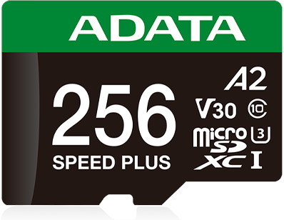 Adata Speed Plus microSDXC Card With Adapter - 256GB Uhs-I U3 A2 V30