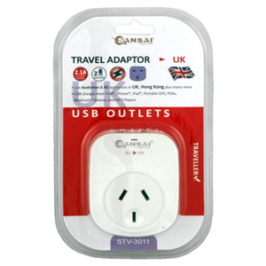 Sansai STV-3011 Outbound Usb Travel Adapter - NZ / Au To Uk Plug 2X Usb-A Fast Charge Ports (2.1A)