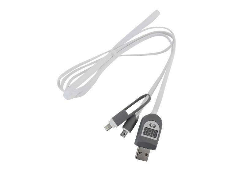 Go Wireless 2In1 Usb To MicroUSB Or iPhone Lightning Cable With LCD