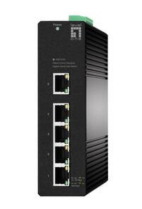 Level One 6-Port Gigabit Industrial Smart Switch -40°C To 75°C DIN-Rail
