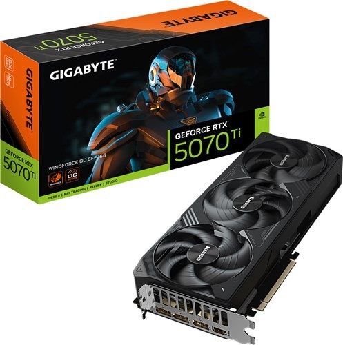 Gigabyte GeForce RTX 5070 Ti Windforce 16GB GDDR7 Graphics Card Pcie 5.0 - 2.5 Slot - 1X 16 Pin Power - Minimum 750W Psu