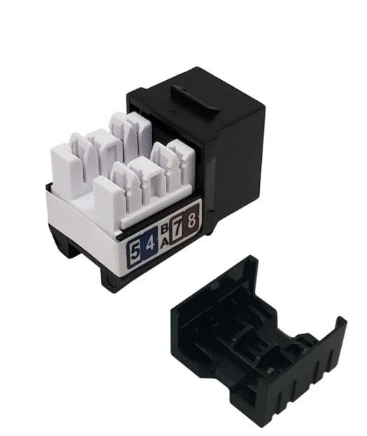 RJ45 Cat5e Slim Profile Jack, 110 Punch-Down - Black