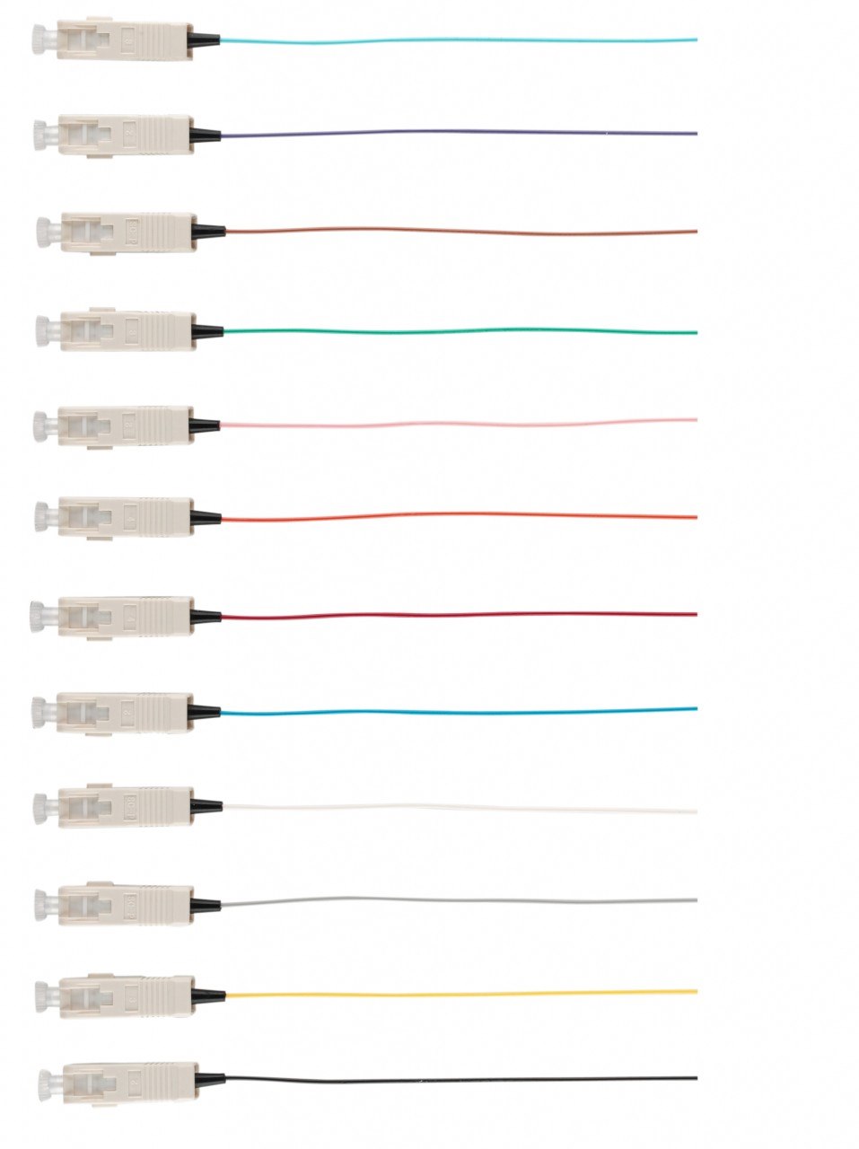 4Cabling Fibre Pigtail SC Os1 Singlemode 2M - 12 Pack Rainbow