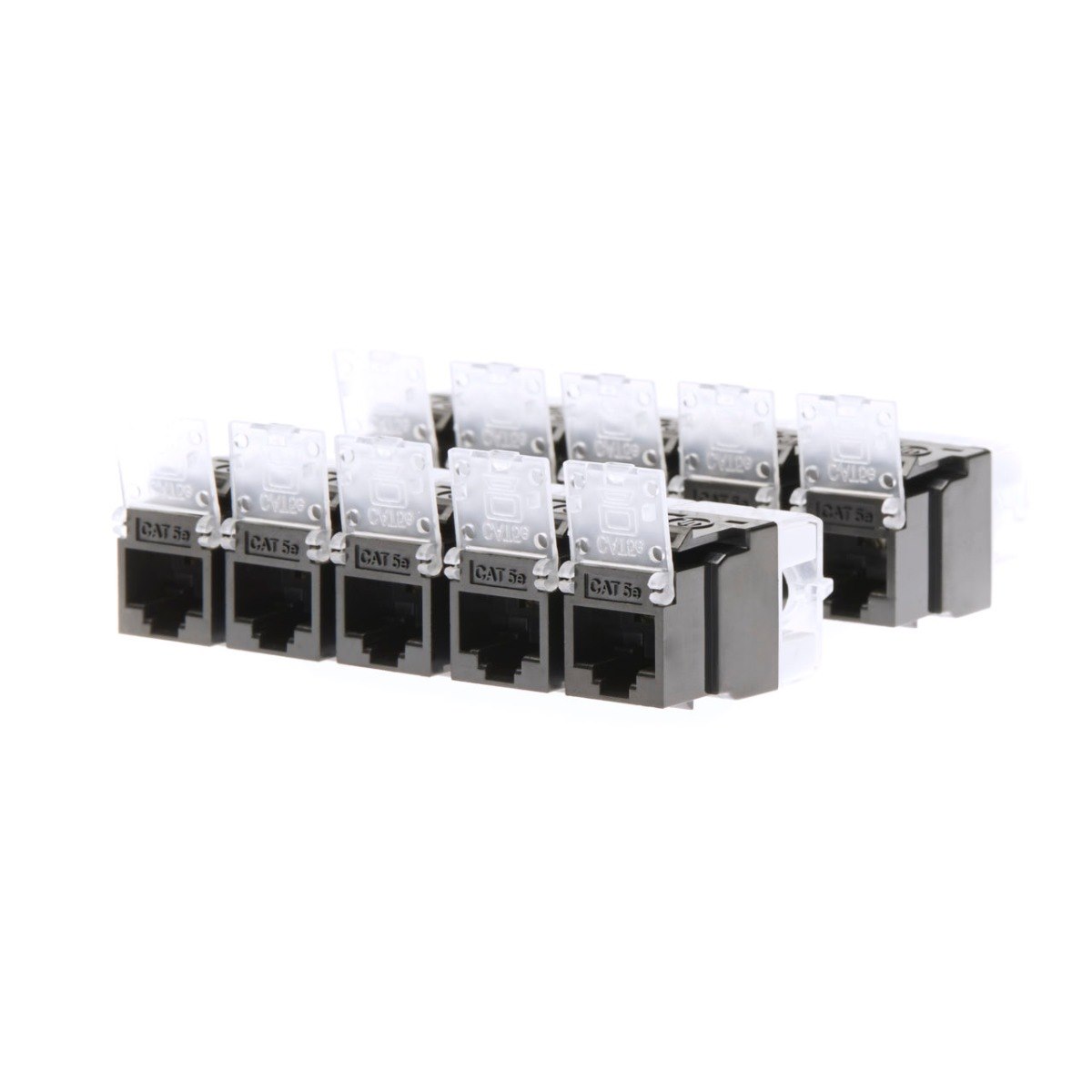 4Cabling Cat5e RJ45 Keystone Jack. 10 Pack. Black