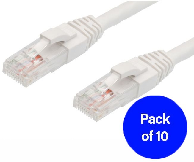 4Cabling 0.25M Cat6 RJ45-RJ45 Pack Of 10 Ethernet Network Cable. White