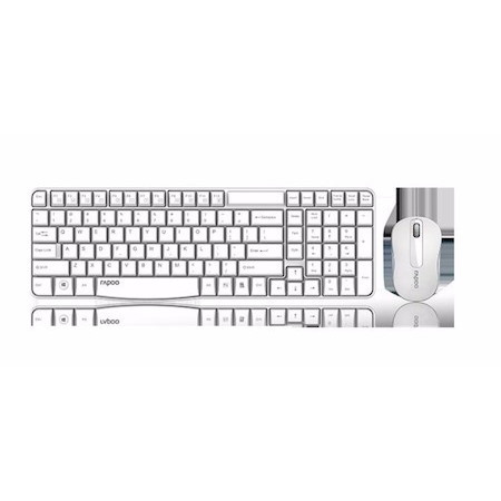 Rapoo X1800S 2.4GHz Wireless Optical Keyboard Mouse Combo Black - 1000Dpi Nano Receiver 12M Battery (White)