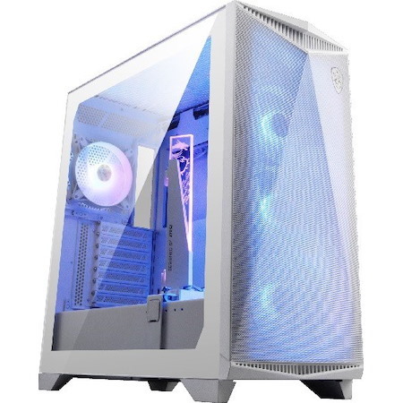 Msi MPG Gungnir 300R Airflow Mid-Tower Case, Supports Atx / M-Atx / Mini Itx, 2X Usb 3.2, 1X Usb-C, 1X HD Audio, 1X Mic, Atx Power Supply (White)(New)