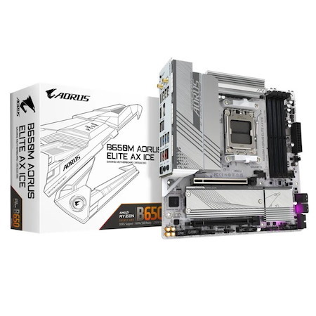 Gigabyte B650M Aorus Elite Ax Ice Amd B650 Am5 Atx Motherboard 4X DDR5~192GB,3x PCIe X16, 3X M.2, 4X Sata 6, 2X Usb 3.2, 1X Usb-C, 2X Usb 2.0